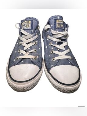 Converse Chuck Taylor All Star Denim Polka Dot Sneakers Women's 4 Youth 3.5 Blue